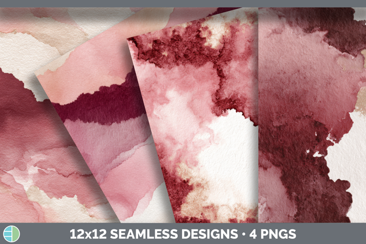 Burgundy and Pink Seamless Watercolor Textured Background Pa