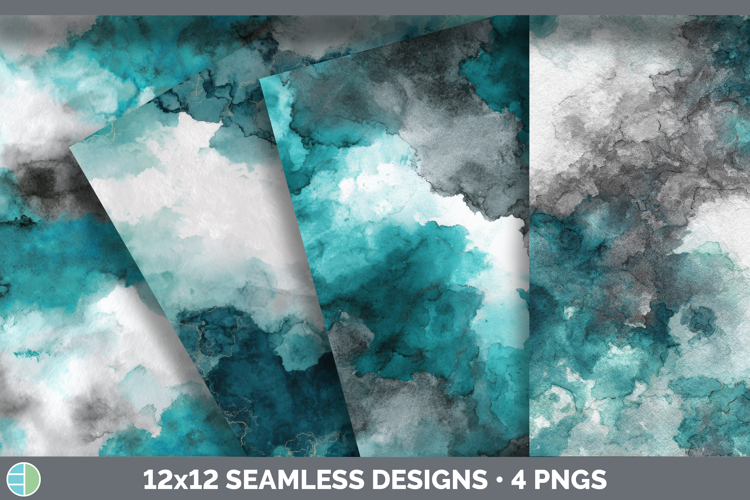 Charcoal and Teal Seamless Watercolor Textured Background Pa