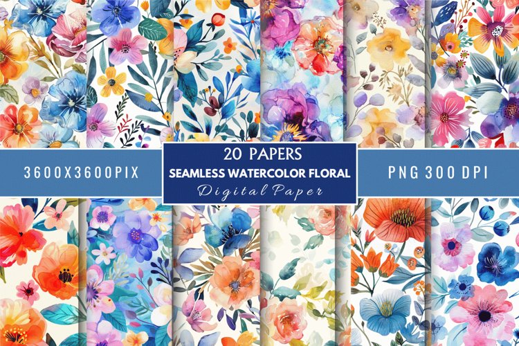 Watercolor Floral Digital Paper Bundle