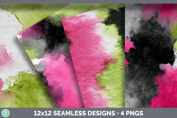 Hot Pink and Lime Green Seamless Watercolor Textured Backgro