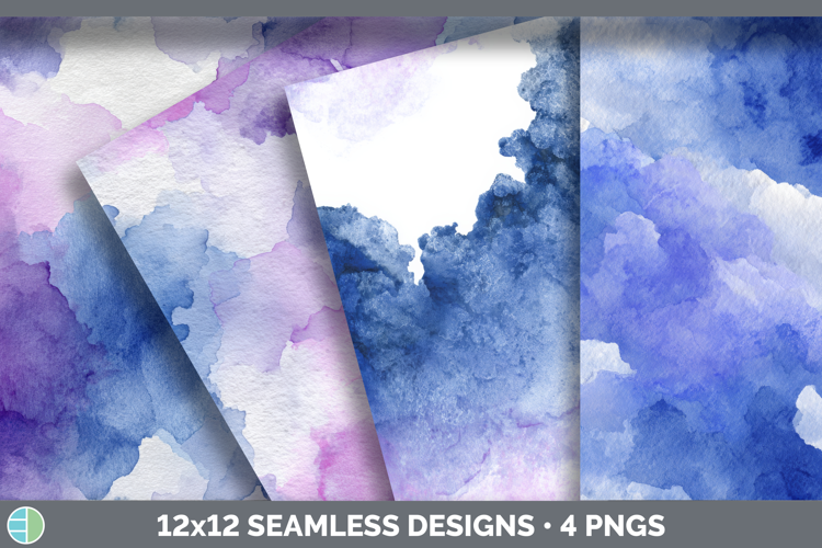 Indigo and Lavender Seamless Watercolor Textured Background