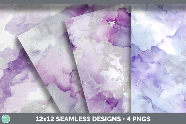 Lilac Purple and Silver Seamless Watercolor Textured Backgro