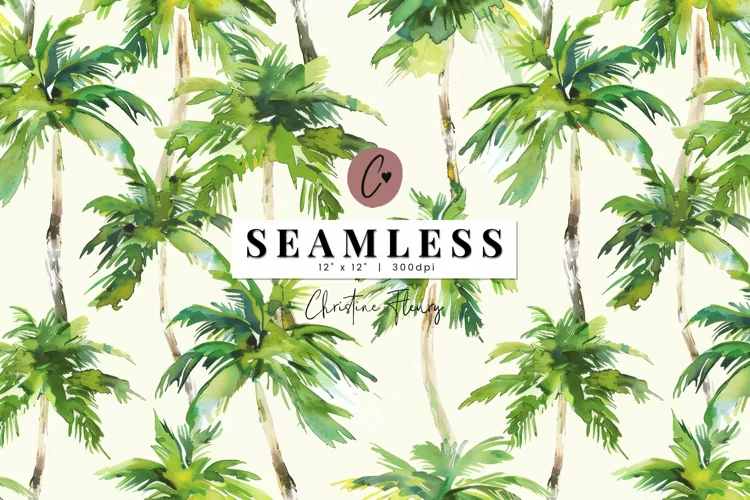 Seamless Watercolor Palm Trees Pattern