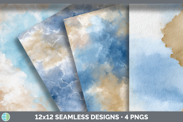 Sky Blue and Beige Seamless Watercolor Textured Background P