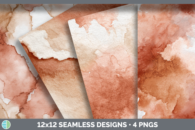 Terracotta and Beige Seamless Watercolor Textured Background