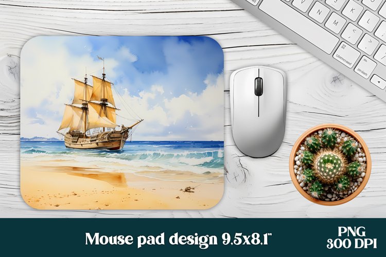 Sea boat mouse pad PNG | Mousepad PNG design