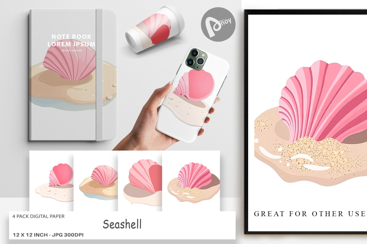 Digital Paper Seashell example image 1