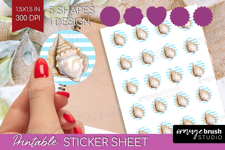 Seashell Nautical Round Sticker Sea Quotes Printable Sticker