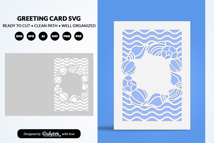 Seashell Coastal Greeting Card Paper Cut