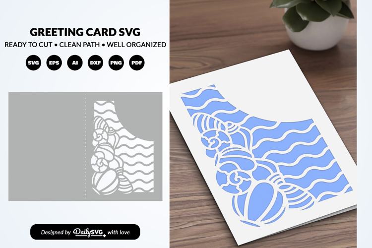 Seashell Coastal Greeting Card Paper Cut