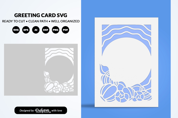 Seashell Coastal Greeting Card Paper Cut