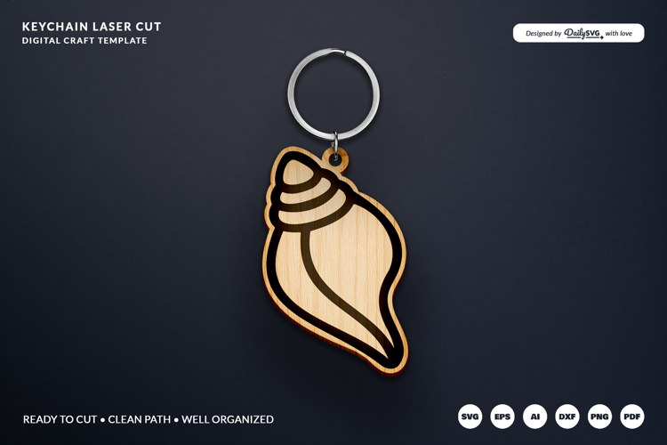 Seashell Keychain SVG - Ocean Summer Laser Cut