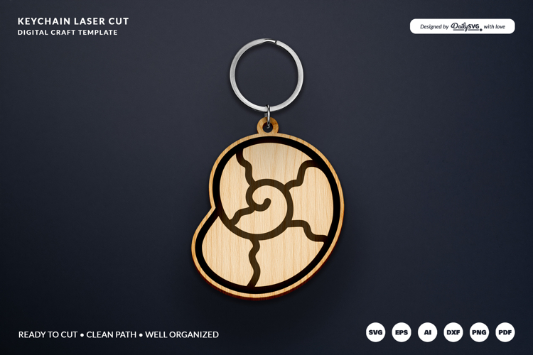 Seashell Keychain SVG - Ocean Summer Laser Cut