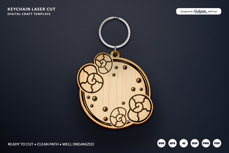 Seashell Round Keychain SVG - Ocean Summer Laser Cut