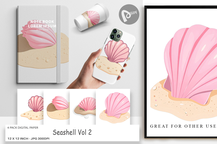 Digital Paper Seashell example image 1