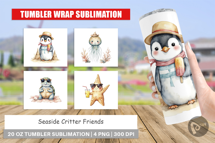 Tumbler Seaside Critter Friends