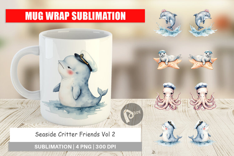 Mug Wrap Seaside Critter Friends example image 1