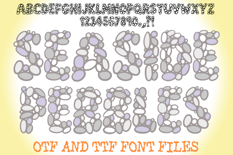 Seaside Pebbles Stone Lettering ABC Font Type Cartoon OTF