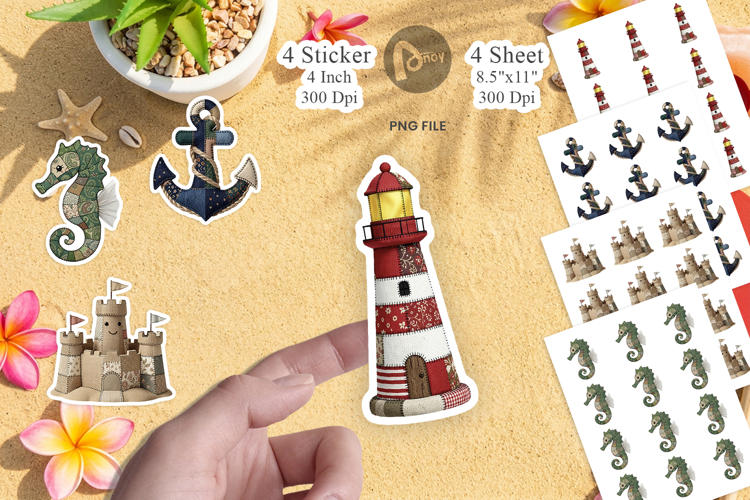 Seaside Quilted Beach Sticker example image 1