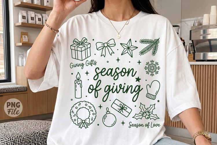 Season Of Giving Christmas PNG, Retro Holiday Doodle