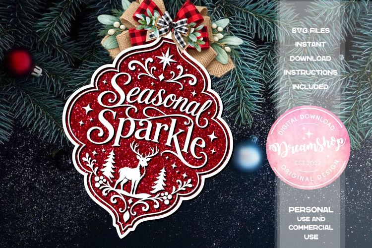 Seasonal Sparkle Deer Ornament SVG