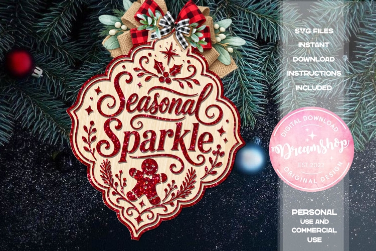 Seasonal Sparkle Gingerbread Ornament SVG