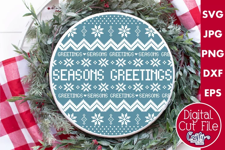 Seasons Greetings Single Color Ugly Christmas Sweater Svg