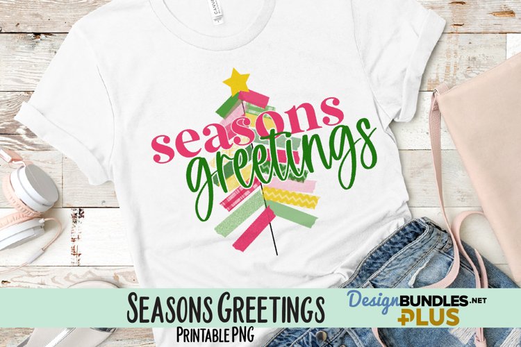 Seasons Greetings Washi Tape Sublimation PNG example image 1