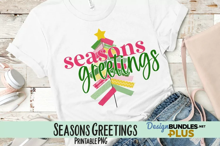 Seasons Greetings Washi Tape Sublimation PNG