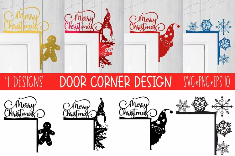 Merry Christmas And Christmas Berries For Door Corner Design