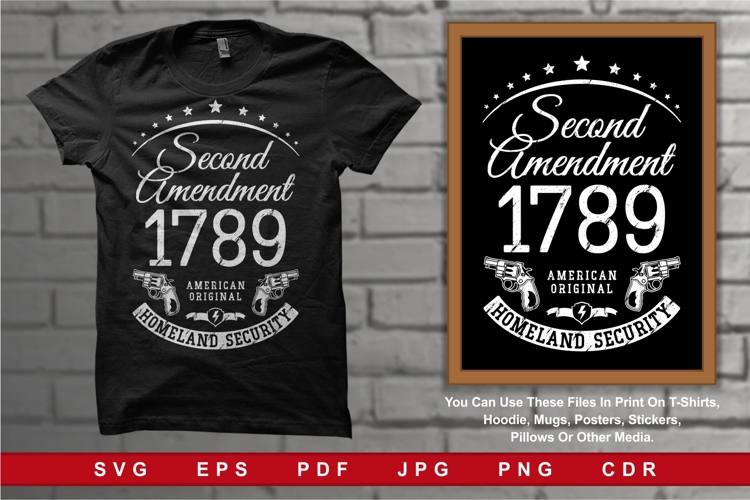 Typography Second Amendment 1789 American Homeland Security
