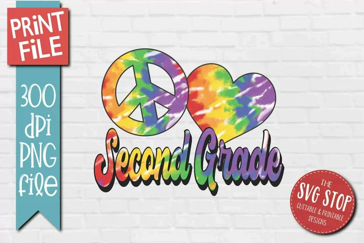 Peace Love Second Grade PNG | Tie Dye Sublimation Design