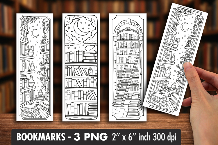 Secret Library Coloring Bookmark PNG