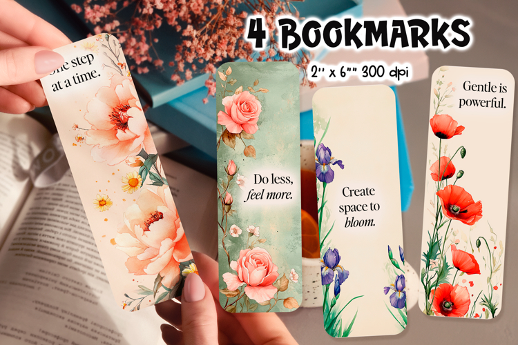 Self-Care Floral Bookmarks | Printable Mental Wellness Quote