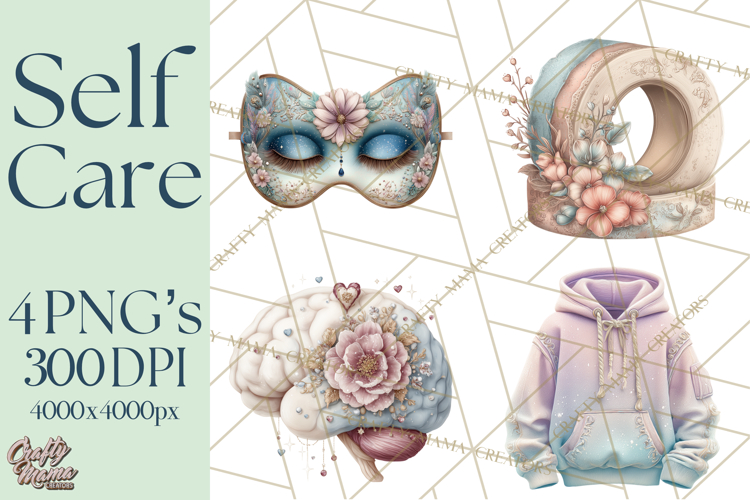 Self Care Clipart PNG, Pastel Wellness Icons