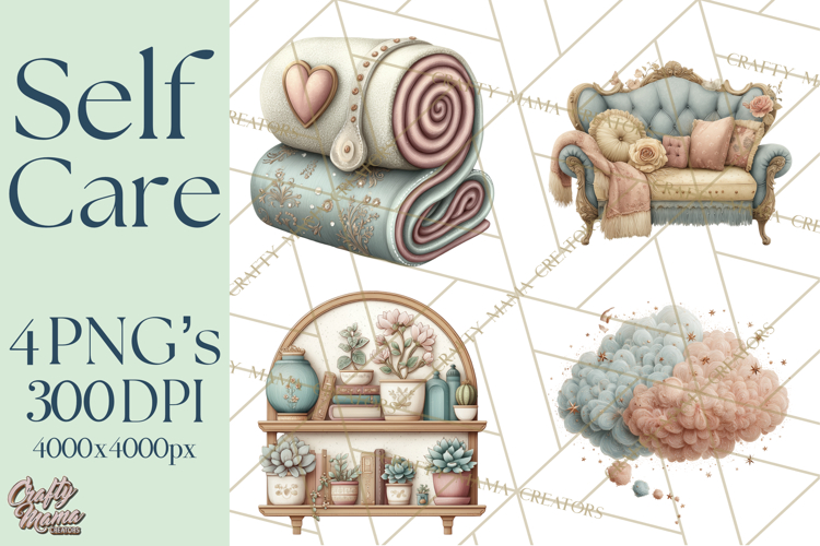 Self Care Clipart PNG, Pastel Wellness Icons