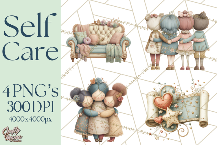 Self Care Clipart PNG, Pastel Wellness Icons