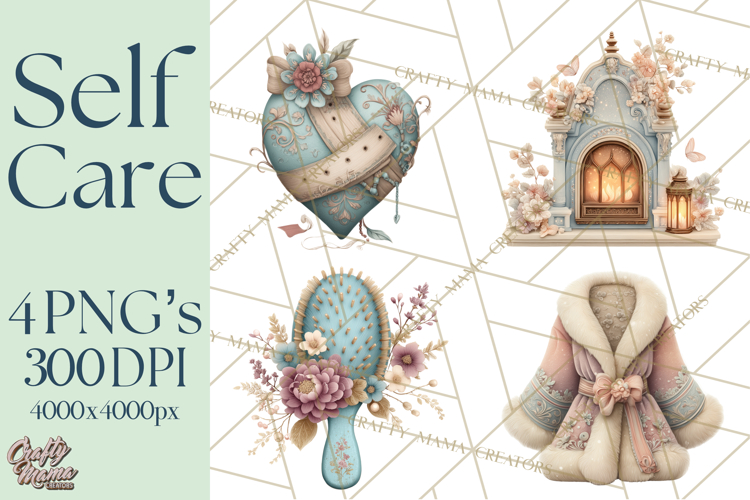 Self Care Clipart PNG, Pastel Wellness Icons