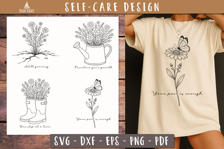 Self Care Floral Quotes SVG Wildflower
