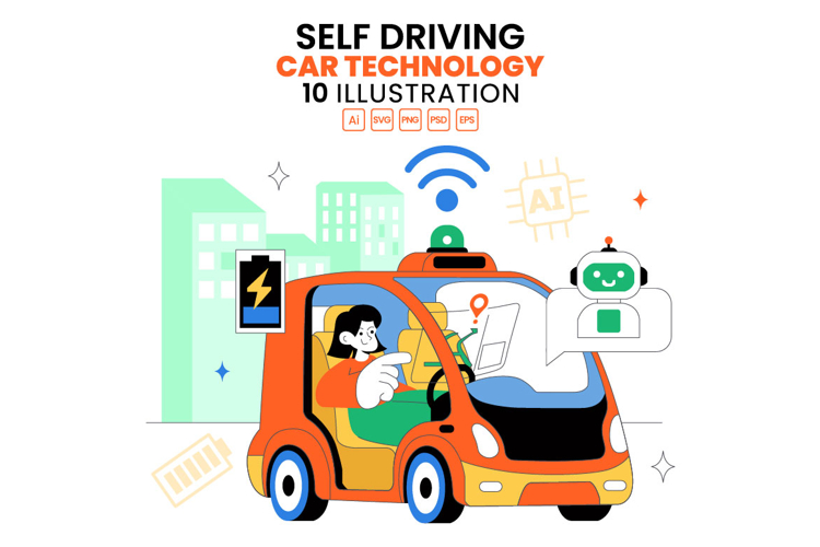 10 Self Driving Car Technology Illustration
