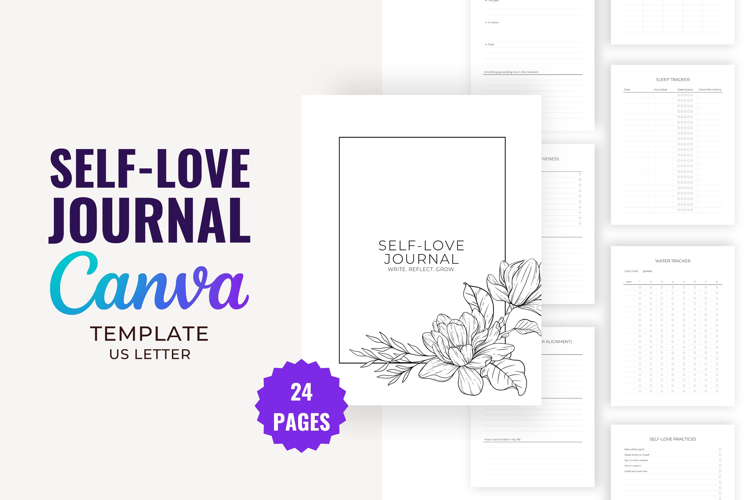 Self-Love Journal | Editable Canva Template