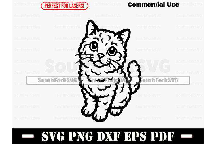 Selkirk Rex Cat Begging Design SVG PNG DXF EPS PDF