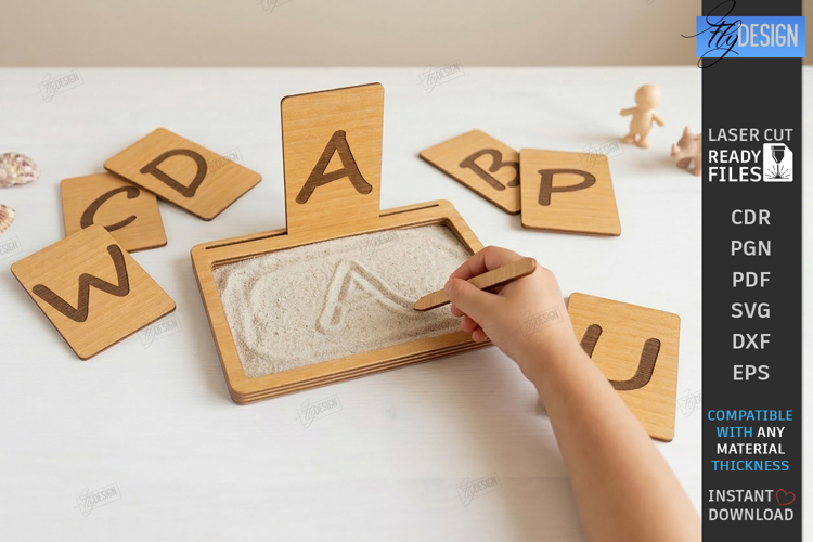 Sensory Sand Tray Writing Laser Cut | Kids Montessori Toy