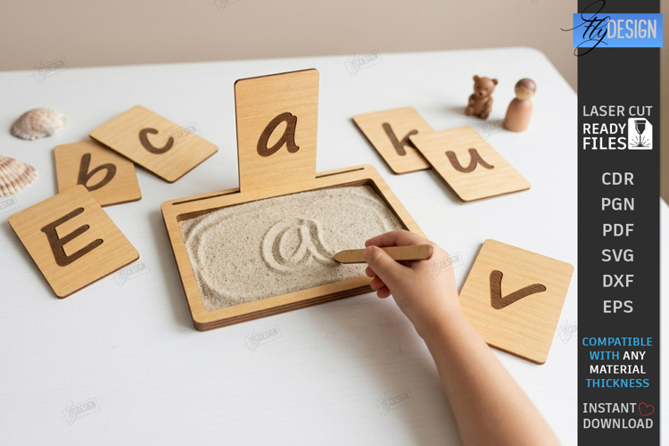 Sensory Sand Tray Writing Laser Cut | Kids Montessori Toy