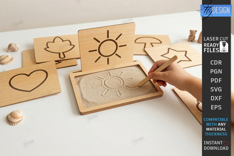 Sensory Sand Tray Writing Laser Cut | Kids Montessori Toy