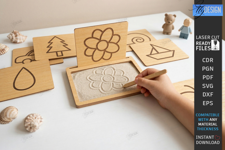 Sensory Sand Tray Writing Laser Cut | Kids Montessori Toy