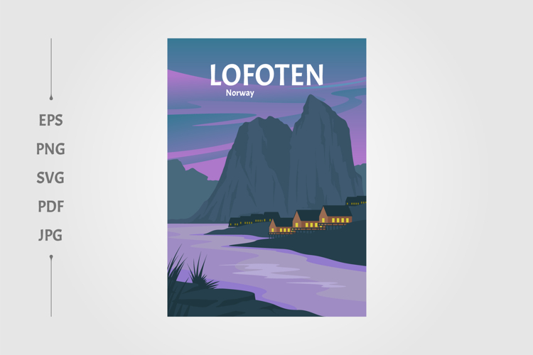 lofoten norway poster minimalist illustration design