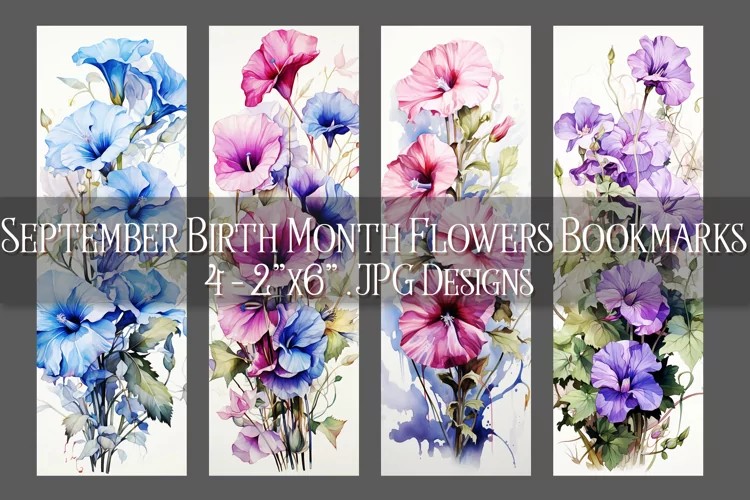 Floral Bookmark, September Bookmark, Morning Glory Bookmark