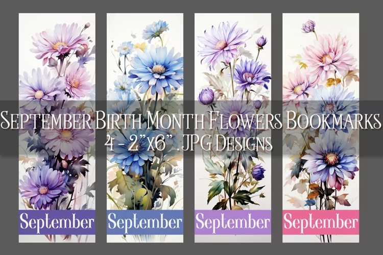 Floral Bookmark, September Bookmark, Aster Flowers Bookmark