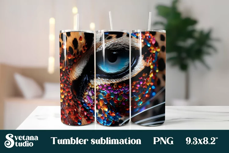 Leopard sequin tumbler wrap | Animal glitter tumbler design